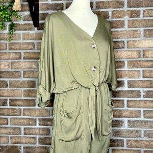 SHEIN size XL Army Green Romper with tie detail at bust